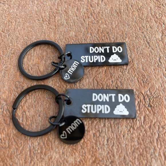 FLAPI 2 pcs Stainless Steel Don´t Do Stu. Sh#t Keychains - Picture 2 of 2